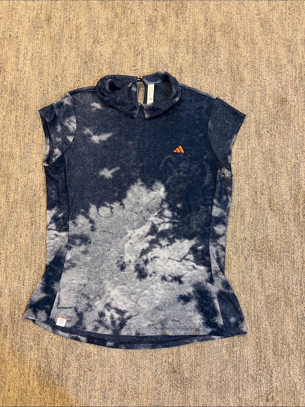 adidas womens Navy Sleeveless golf Polo with Orange Logo